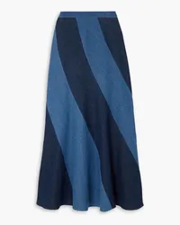 BATSHEVA Cera paneled denim maxi skirt - Blue Blue