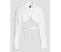 Baci cropped underwired cotton-poplin shirt - White