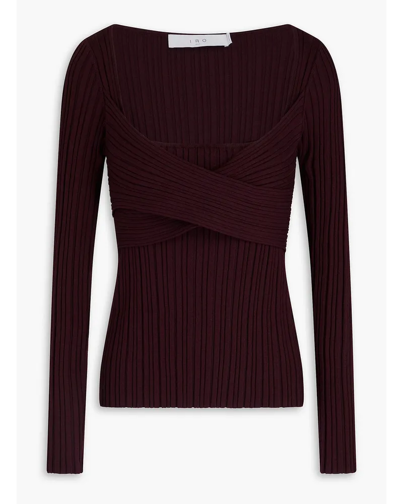 IRO Amarok ribbed silk-blend top - Burgundy Burgundy