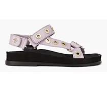 Nelias eyelet-embellished leather slingback sandals - Purple