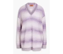 Striped knitted sweater - Purple