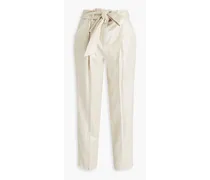 Zelly pleated metallic linen-blend tapered pants - Metallic