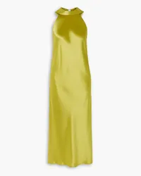 GALVAN Sienna satin halterneck midi dress - Yellow Yellow