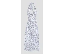 Santa Margherita polka-dot silk crepe de chine halterneck maxi dress - White