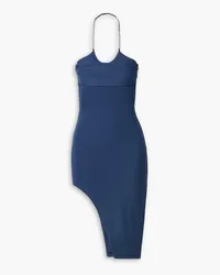 ALIX Mira asymmetric crystal-embellished stretch-jersey dress - Blue Blue