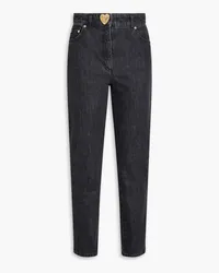 Moschino Button-embellished high-rise slim-leg jeans - Gray Gray