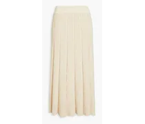 Ribbed cotton midi skirt - White
