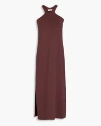 Brunello Cucinelli Bead-embellished stretch-cotton jersey midi dress - Burgundy Burgundy