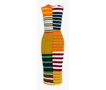 Striped wool midi dress - Orange