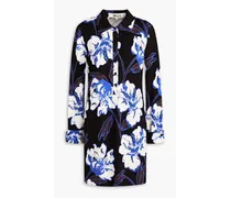 Alarica floral-print jersey mini shirt dress - Black