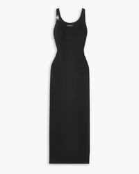 Versace Embellished gathered stretch-crepe maxi dress - Black Black