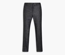 Slim-fit metallic wool-blend pants - Black