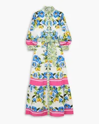 Borgo De Nor Demi belted printed cotton-poplin maxi shirt dress - Blue Blue