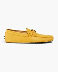 TOD'S Embellished leather driving shoes - Yellow Yellow