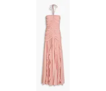 Lucine ruched silk-crepon halterneck maxi dress - Pink