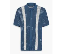 Castillo striped crochet-knit cotton-blend shirt - Blue