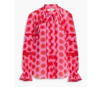 Arlington ruffled printed chiffon blouse - Pink
