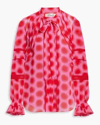 Diane von Furstenberg Arlington ruffled printed chiffon blouse - Pink Pink