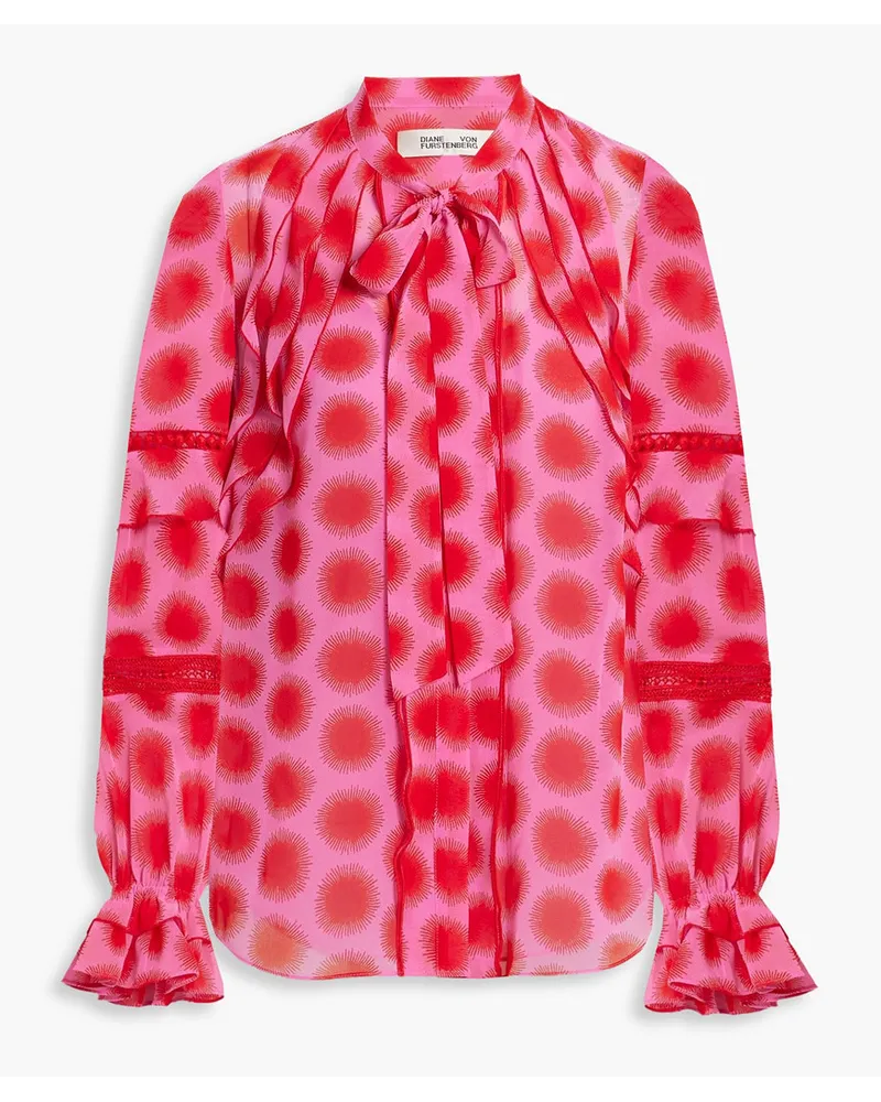 Arlington ruffled printed chiffon blouse - Pink