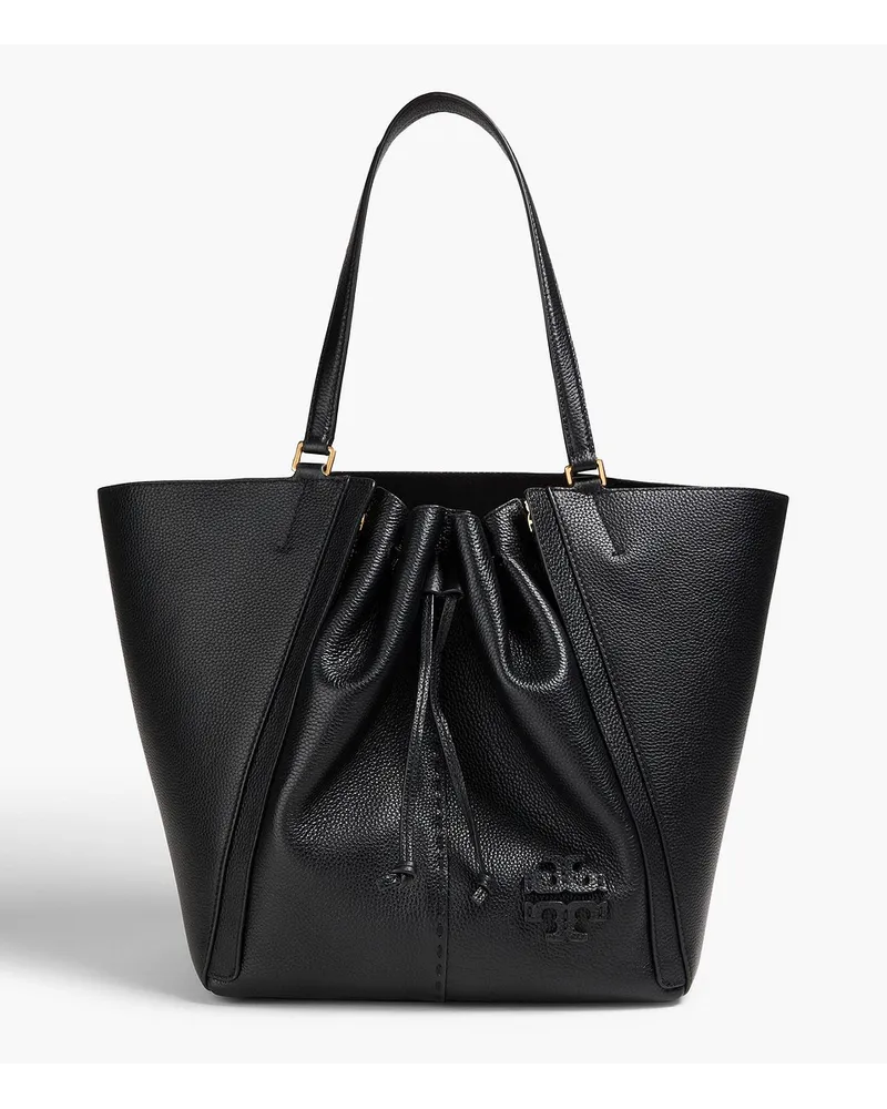 Tory Burch McGraw Dragonfly pebbled-leather tote - Black Black