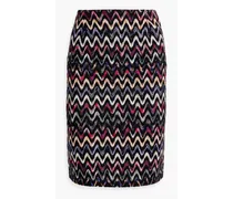 Crochet-knit wool-blend pencil skirt - Black