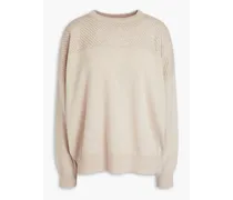 Bead-embellished cashmere sweater - Neutral