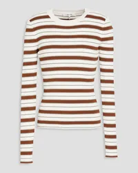 Frame Denim Striped ribbed-knit sweater - White White