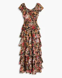 byTiMo Tiered floral-print cotton-blend maxi dress - Pink Pink