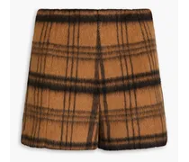 Checked wool-blend felt mini skirt - Brown