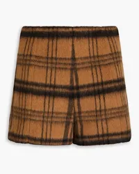 RED Valentino Checked wool-blend felt mini skirt - Brown Brown