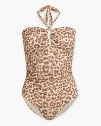 Zimmermann Ruched leopard-print halterneck swimsuit - Animal print Animal