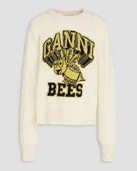 Ganni Intarsia-knit wool-blend sweater - White White