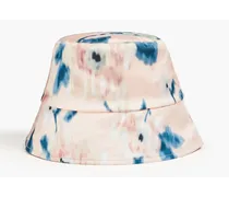Yuki floral-print satin bucket hat - Pink