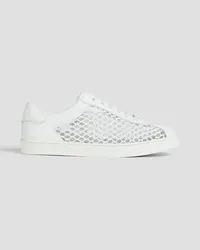 Gianvito Rossi Helena fishnet leather sneakers - White White