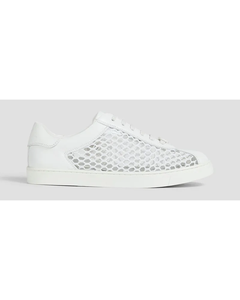 Gianvito Rossi Helena fishnet leather sneakers - White White