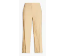 Terena cropped linen-blend wide-leg pants - Neutral
