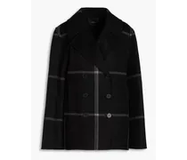 Portelet double-breasted checked wool-blend felt jacket - Black