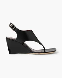 STAUD Alex leather wedge sandals - Black Black