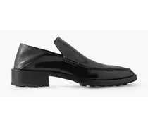 Collapsible-heel glossed-leather loafers - Black