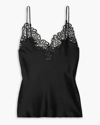 Stella McCartney Embroidered tulle-trimmed satin camisole - Black Black