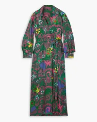 AZ FACTORY Printed silk-satin maxi wrap dress - Green Green