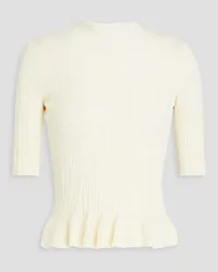 Maje Ruffled ribbed-knit top - White White