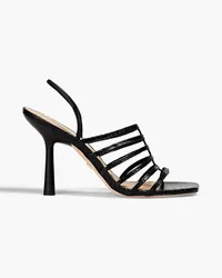 Veronica Beard Snake-effect leather slingback sandals - Black Black