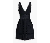 Lotus silk crocheted lace mini dress - Black