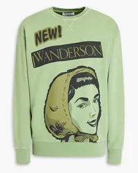 J.W.Anderson Printed French cotton-terry sweatshirt - Green Green