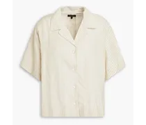 Oversized striped modal and linen-blend shirt - Neutral