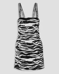 Dolce & Gabbana Ruched sequined zebra-print jersey mini dress - White White