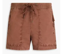 Stretch-cotton poplin shorts - Brown