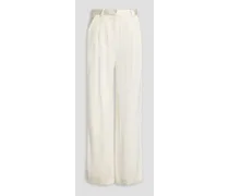 Pleated satin wide-leg pants - White