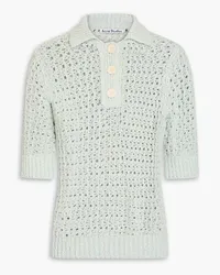 Acne Studios Crochet-knit cotton polo shirt - Green Green